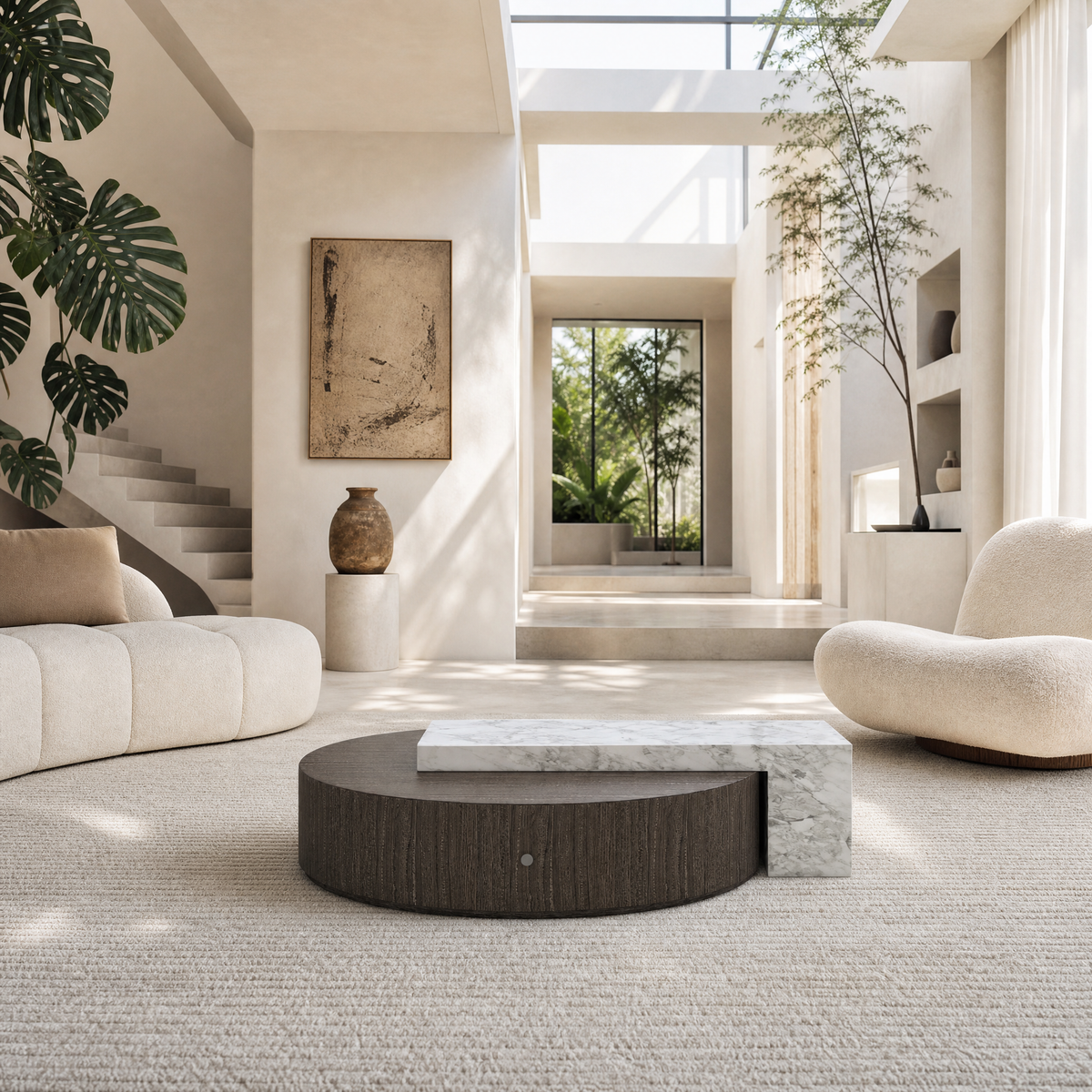 Maren Marble & Wood Coffee Table