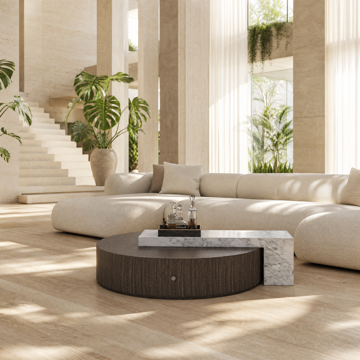 Maren Marble & Wood Coffee Table