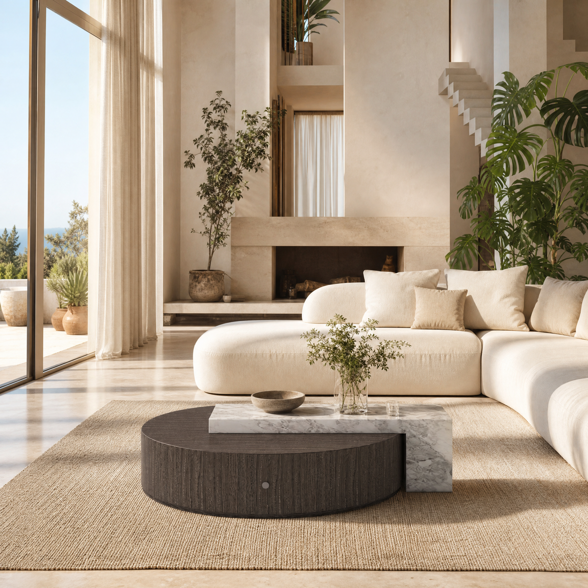 Maren Marble & Wood Coffee Table