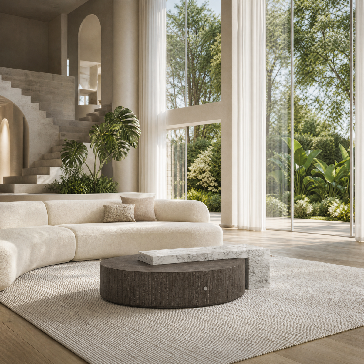 Maren Marble & Wood Coffee Table