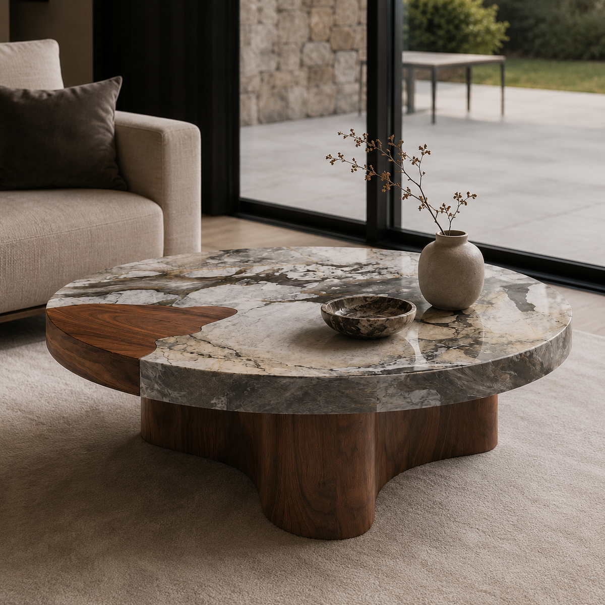 Maro Marble & Wood Coffee Table