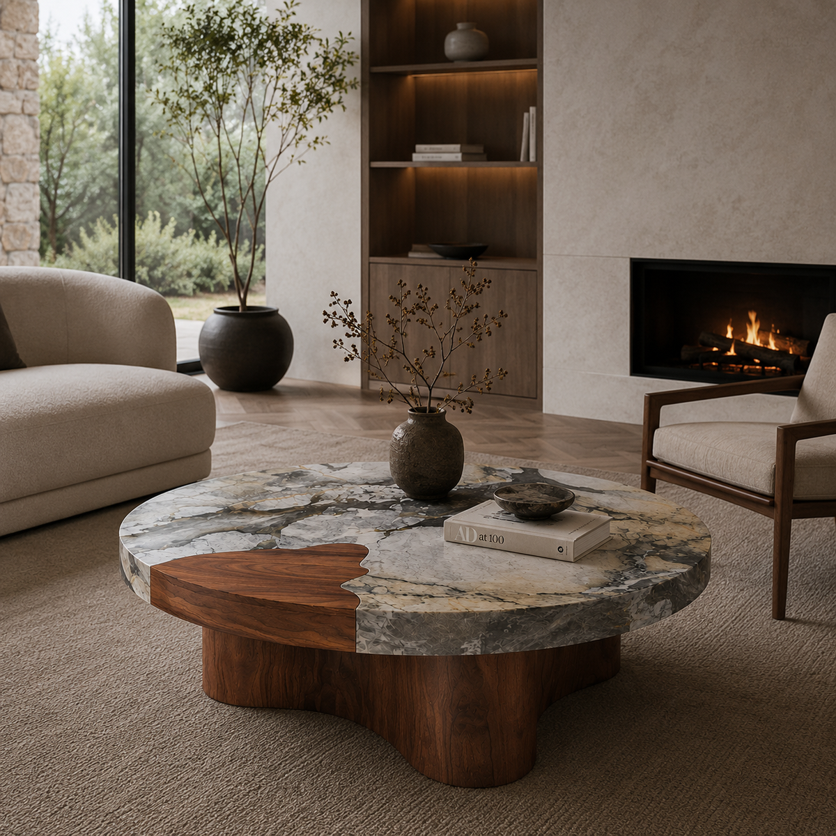 Maro Marble & Wood Coffee Table