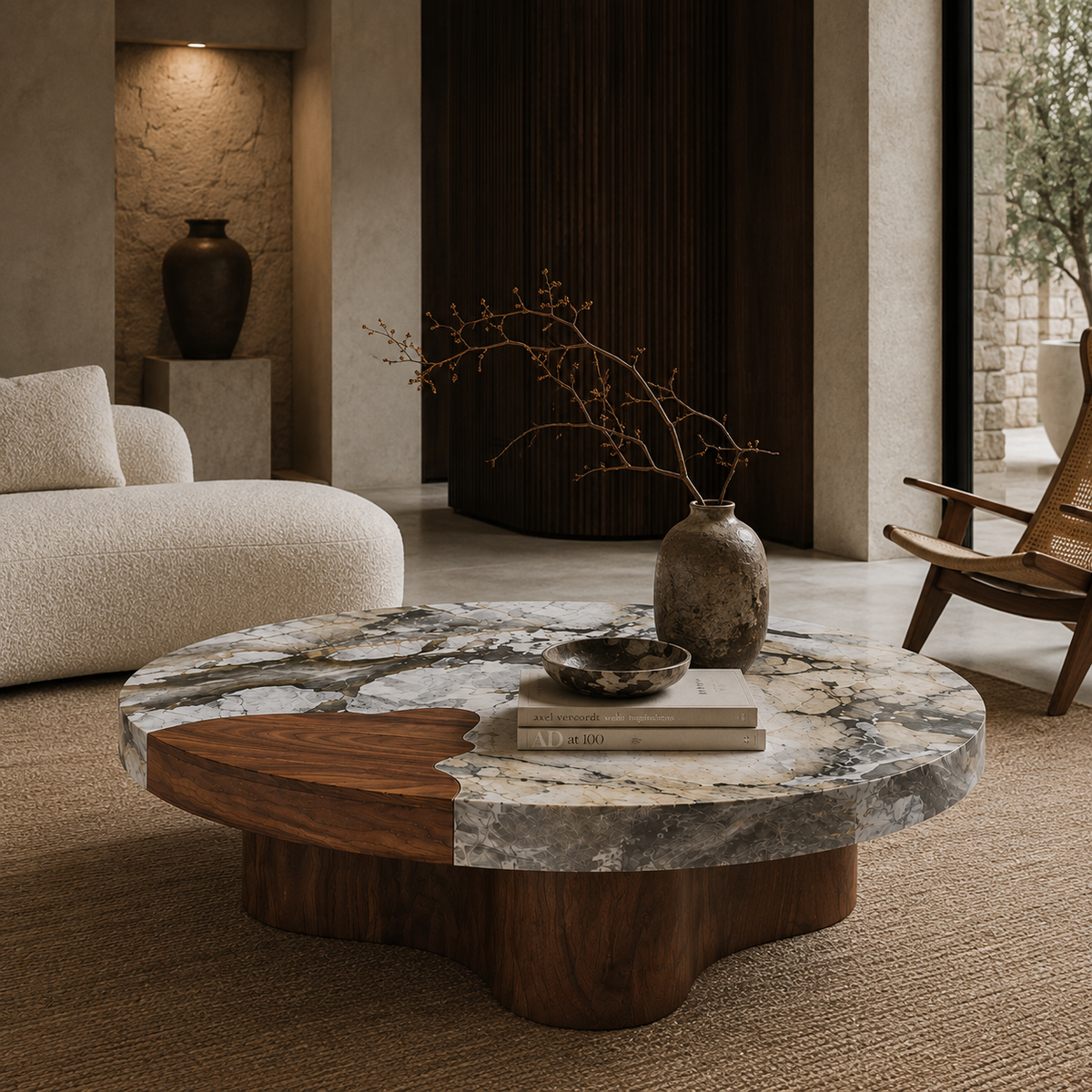 Maro Marble & Wood Coffee Table