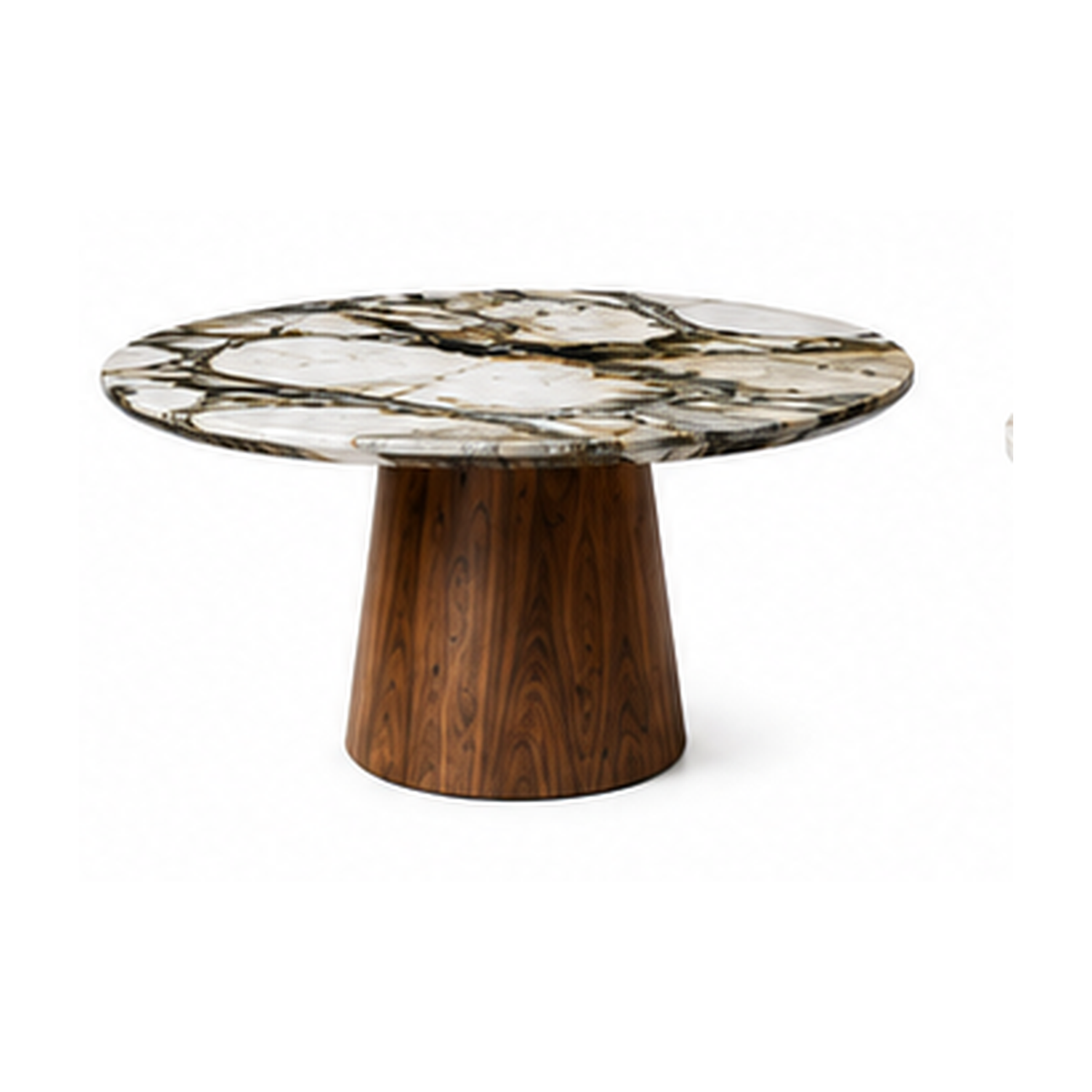 Mira Marble & Wood Round Dining Table