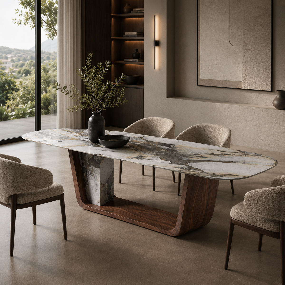 Vale Marble & Wood Dining Table