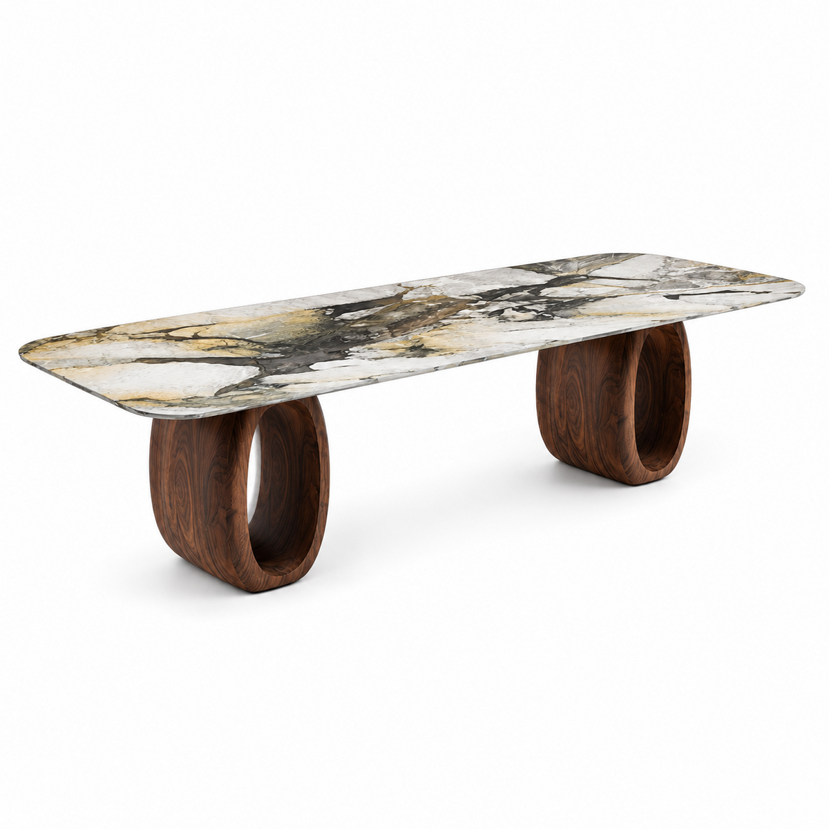 Nero Marble & Wood Dining Table