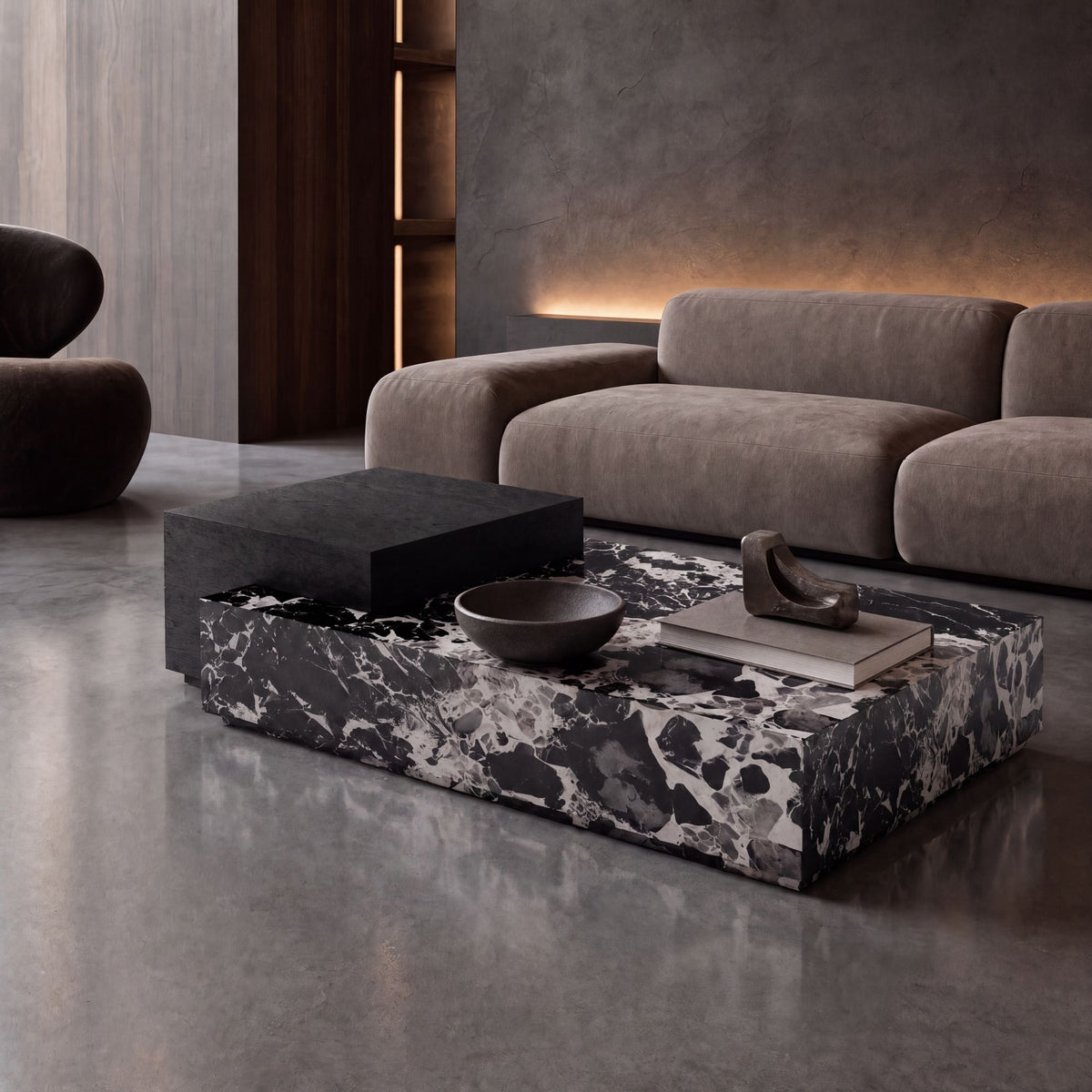 Nero Marble & Wood Coffee Table