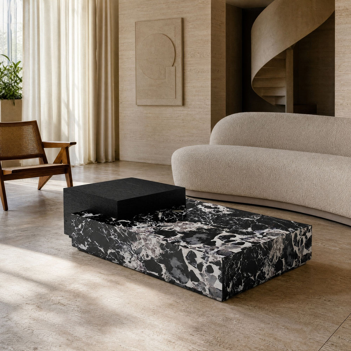 Nero Marble & Wood Coffee Table
