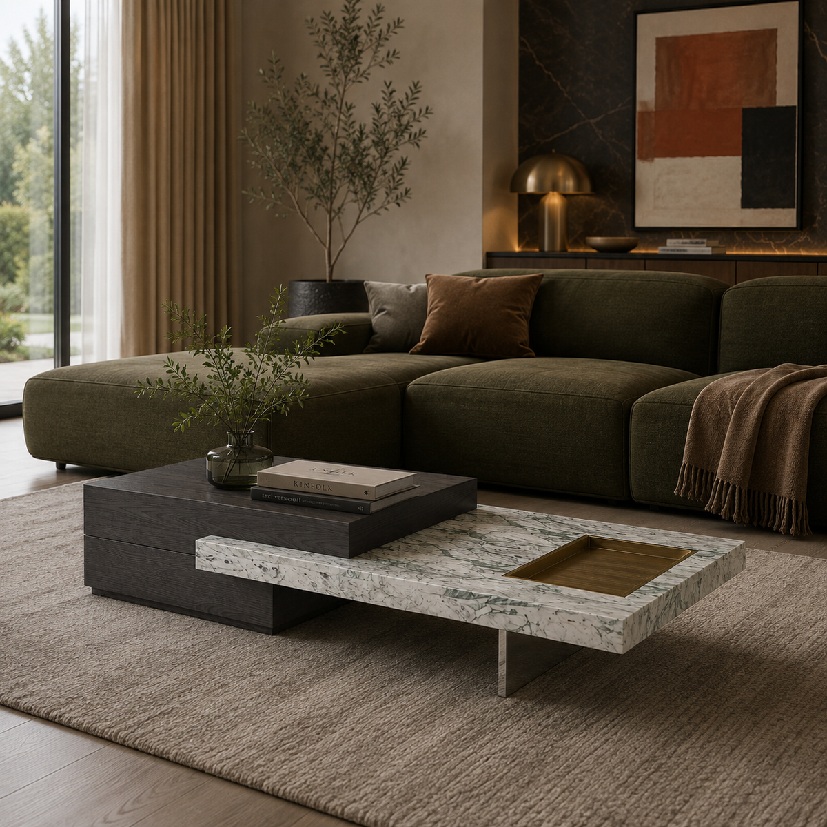 Noma Marble & Wood Coffee Table