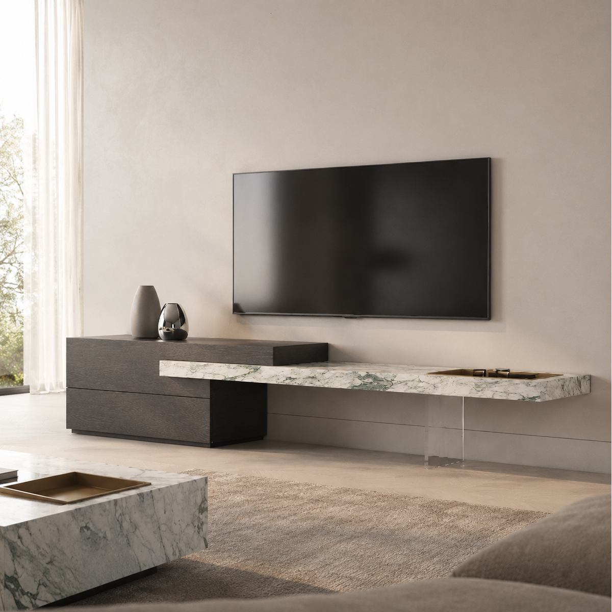 Noma Marble & Wood TV Unit