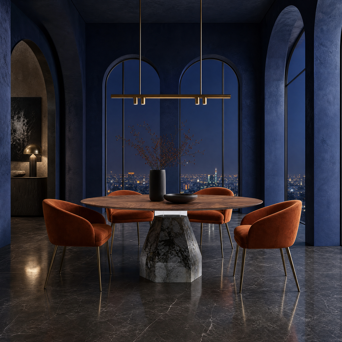 Onyx Wood & Marble Dining Table