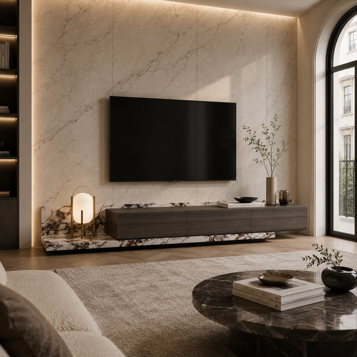 Oren Marble & Wood TV Unit