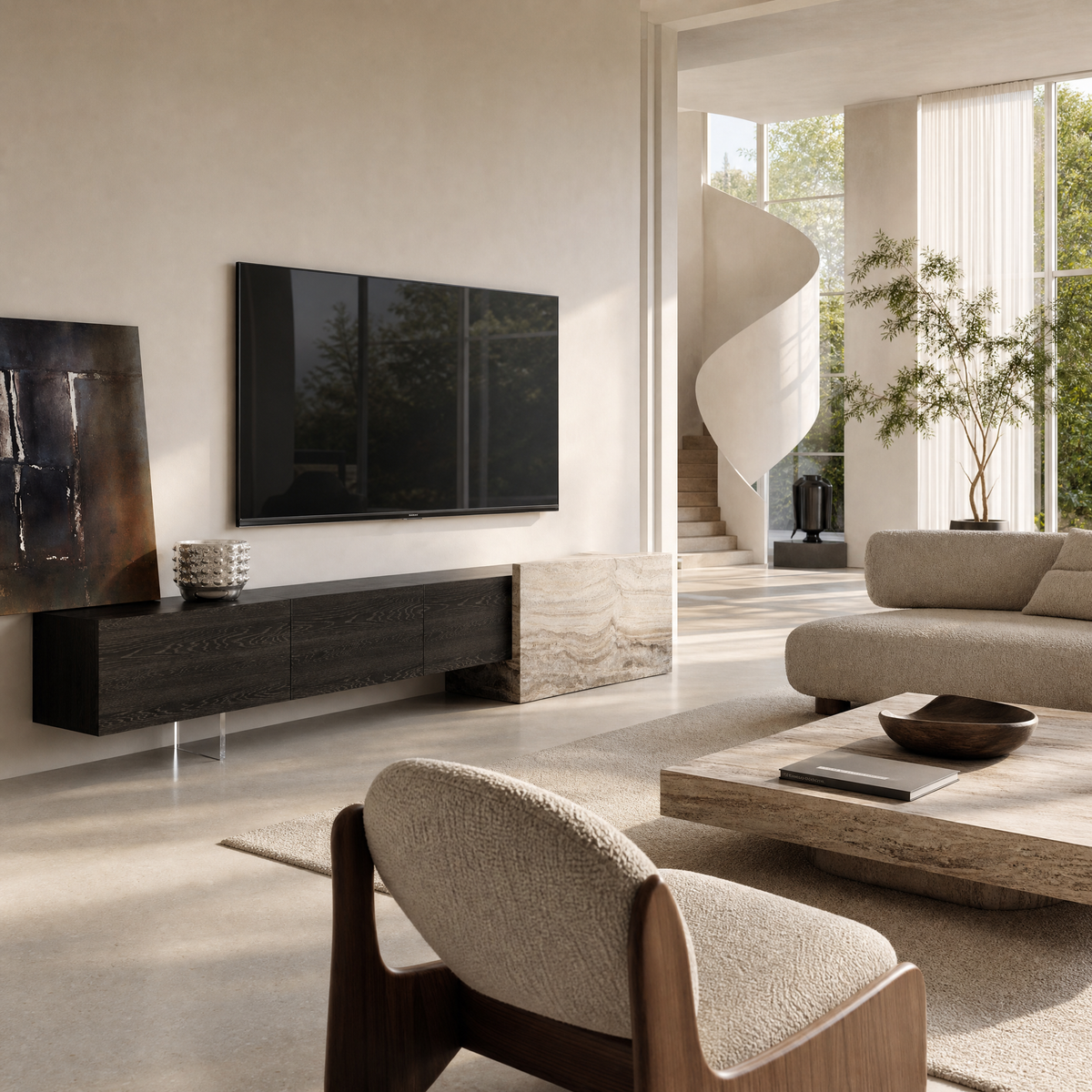 Rhen Marble & Wood TV Unit