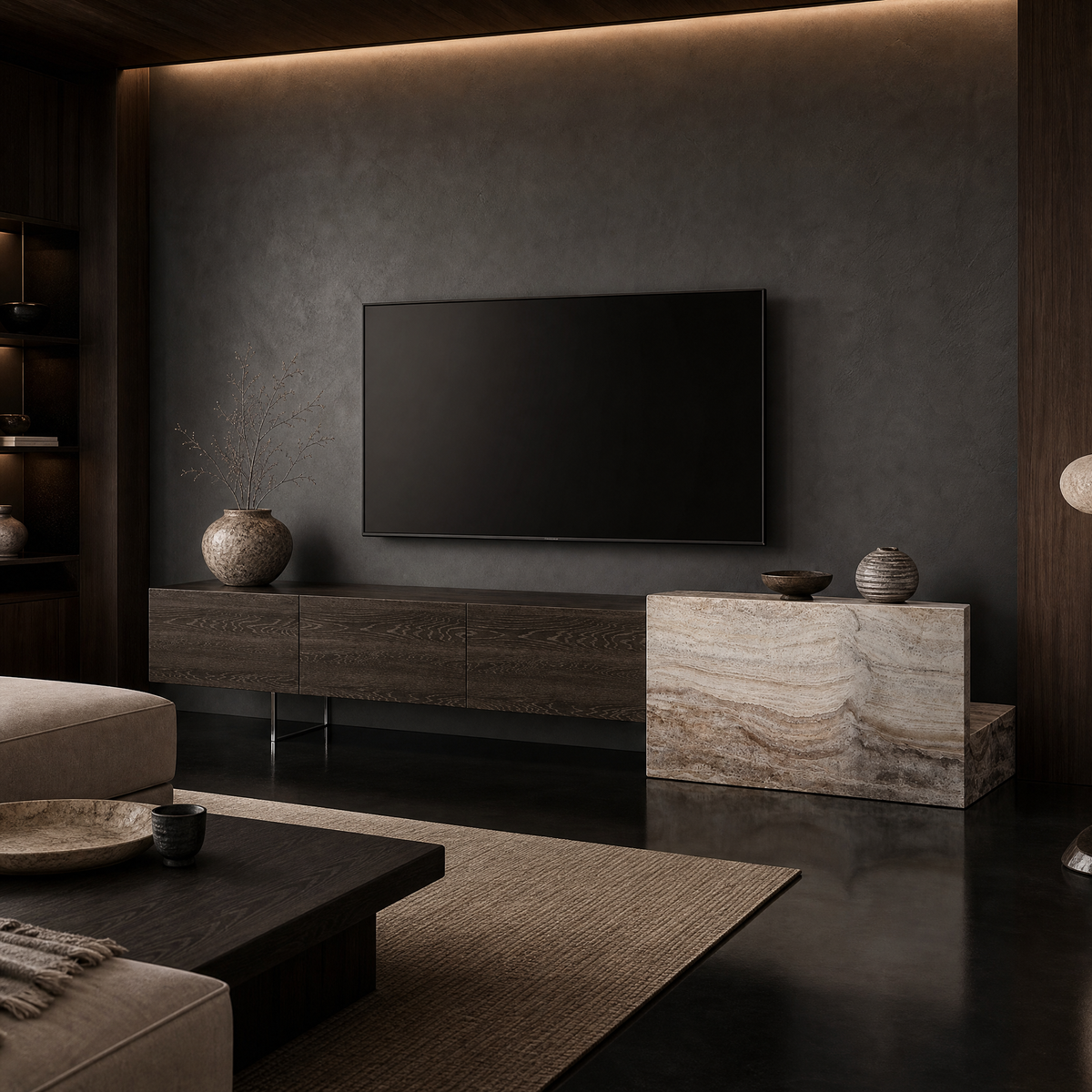 Rhen Marble & Wood TV Unit