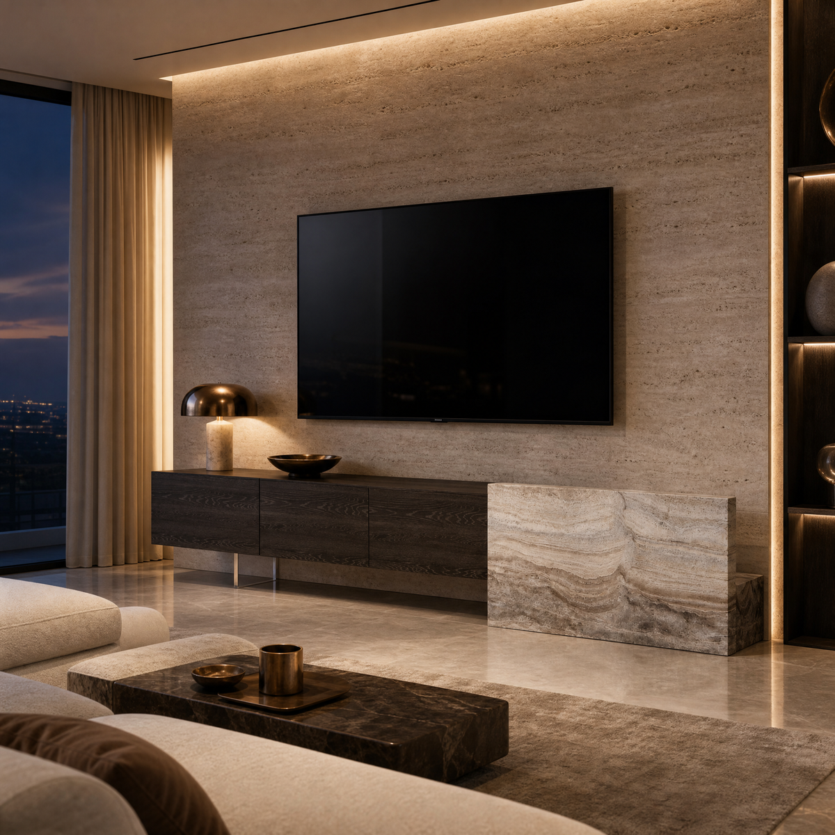 Rhen Marble & Wood TV Unit