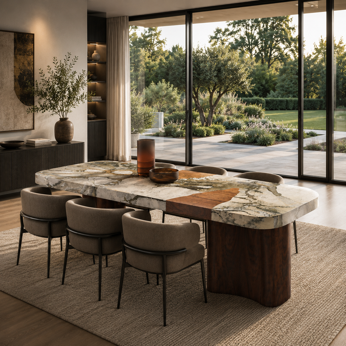 Riva Marble & Wood Dining Table