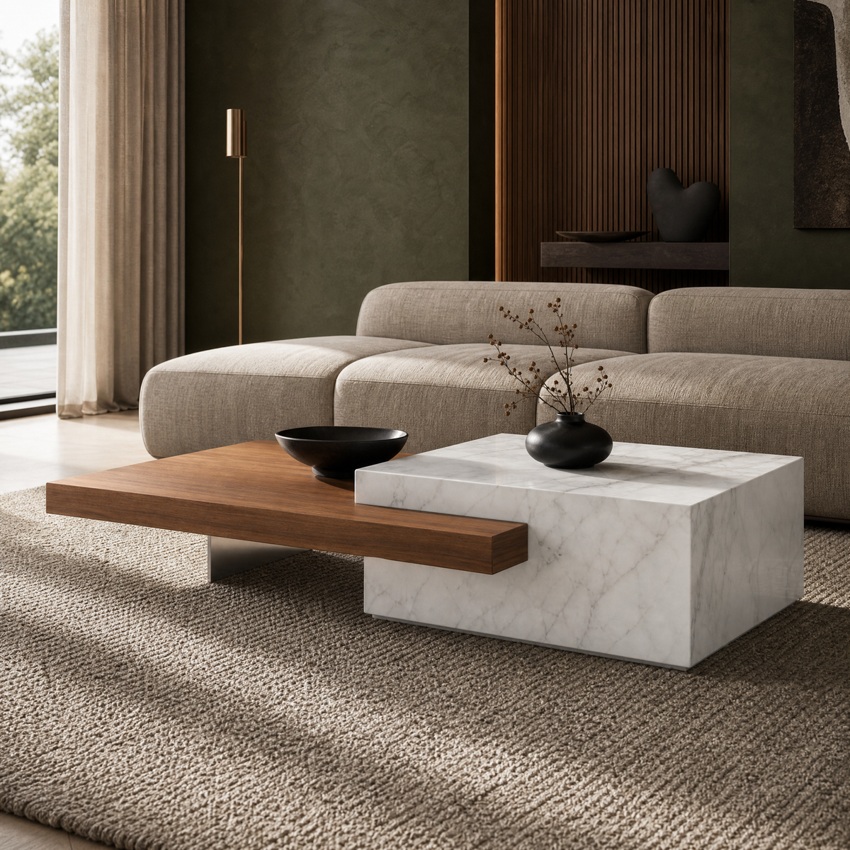 Rova Marble & Wood Coffee Table