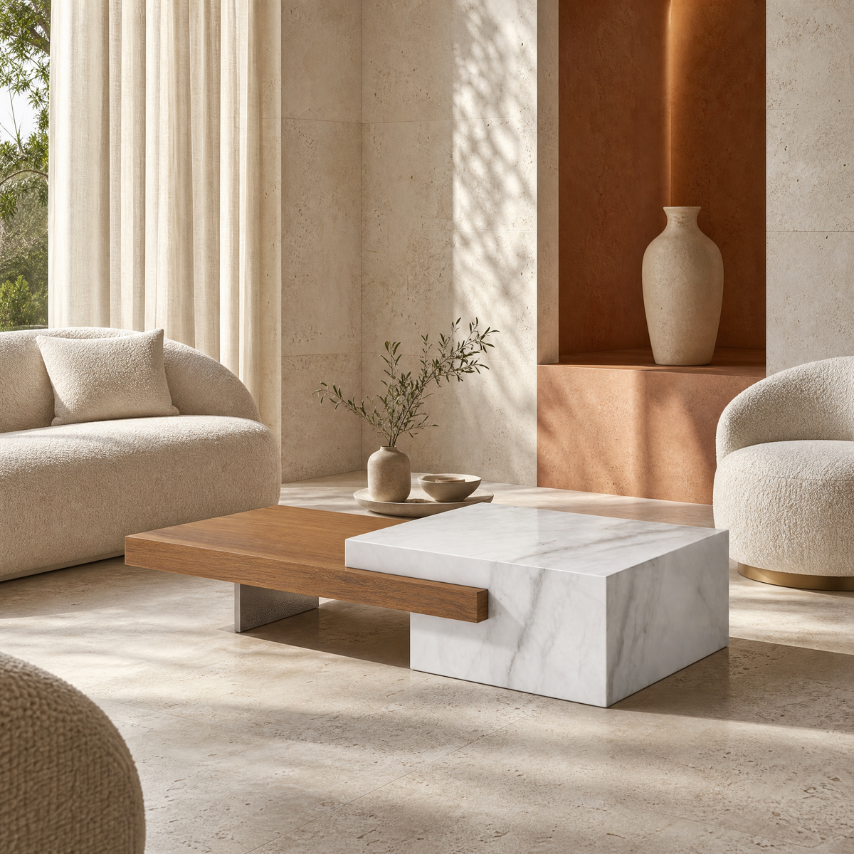 Rova Marble & Wood Coffee Table