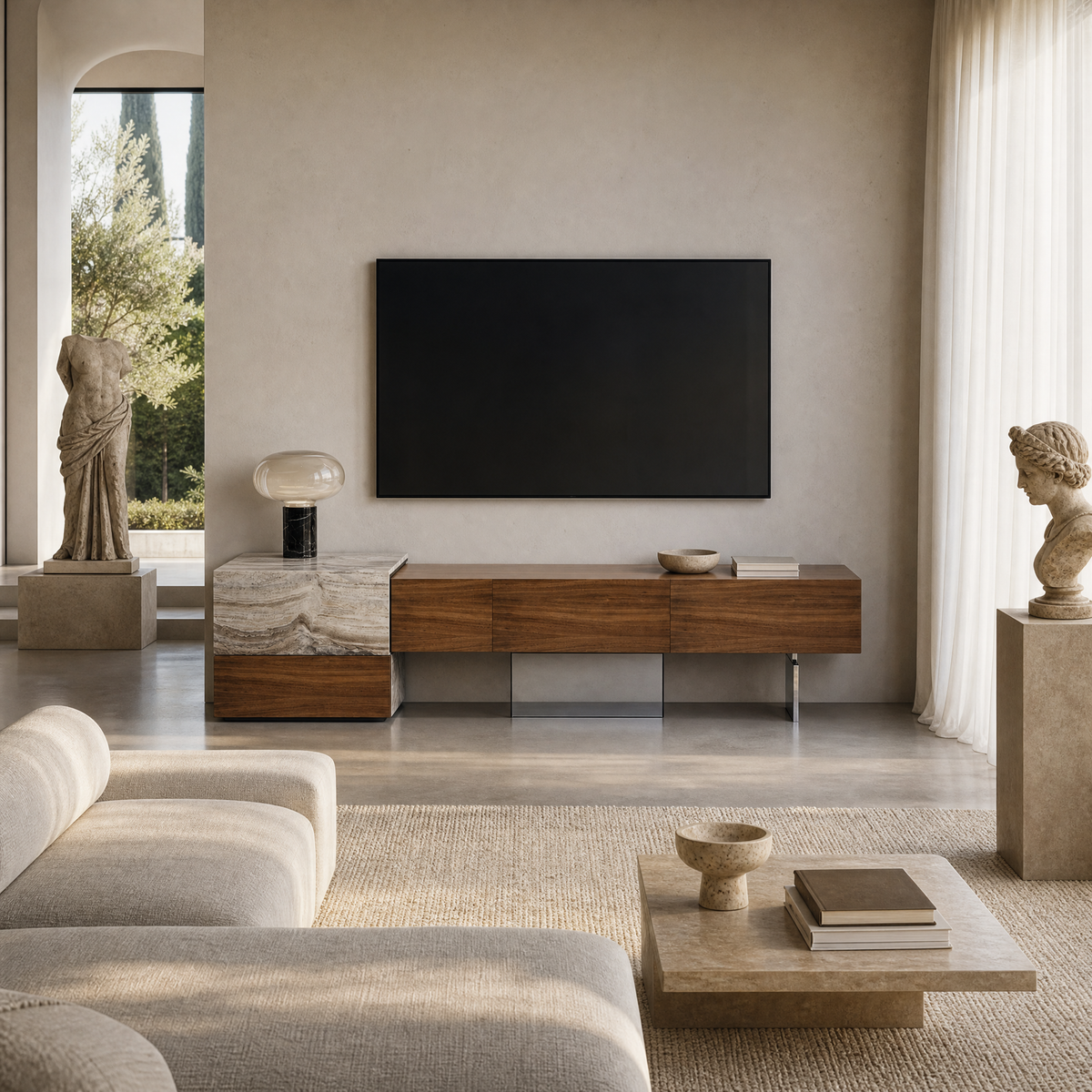 Rova Marble & Wood TV Unit