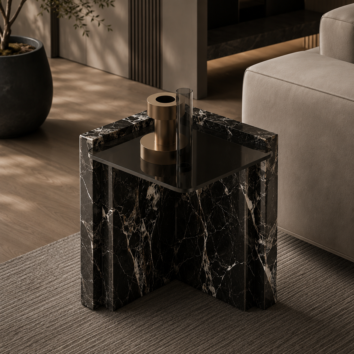 Sable Marble Side Table