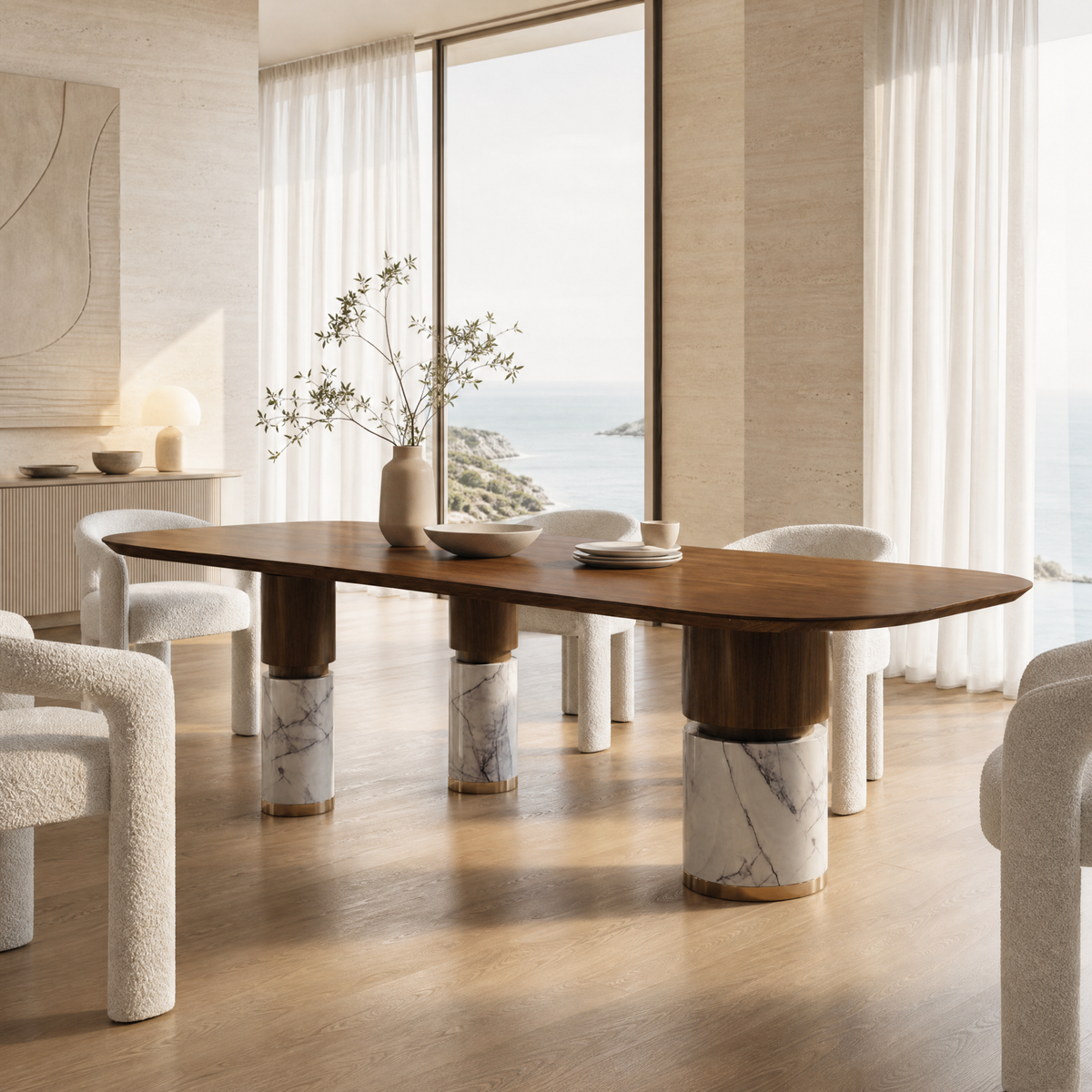 Sol Marble & Wood Dining Table