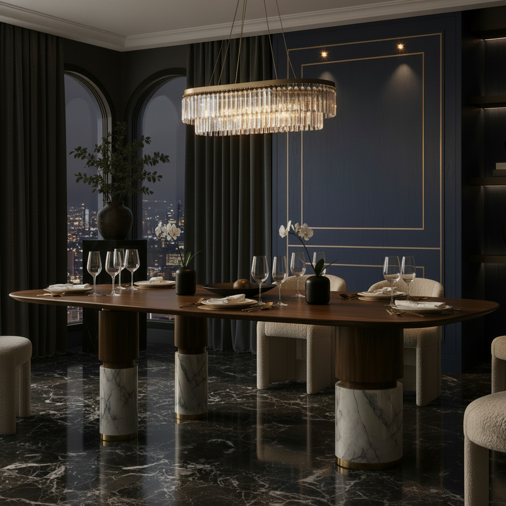 Sol Marble & Wood Dining Table