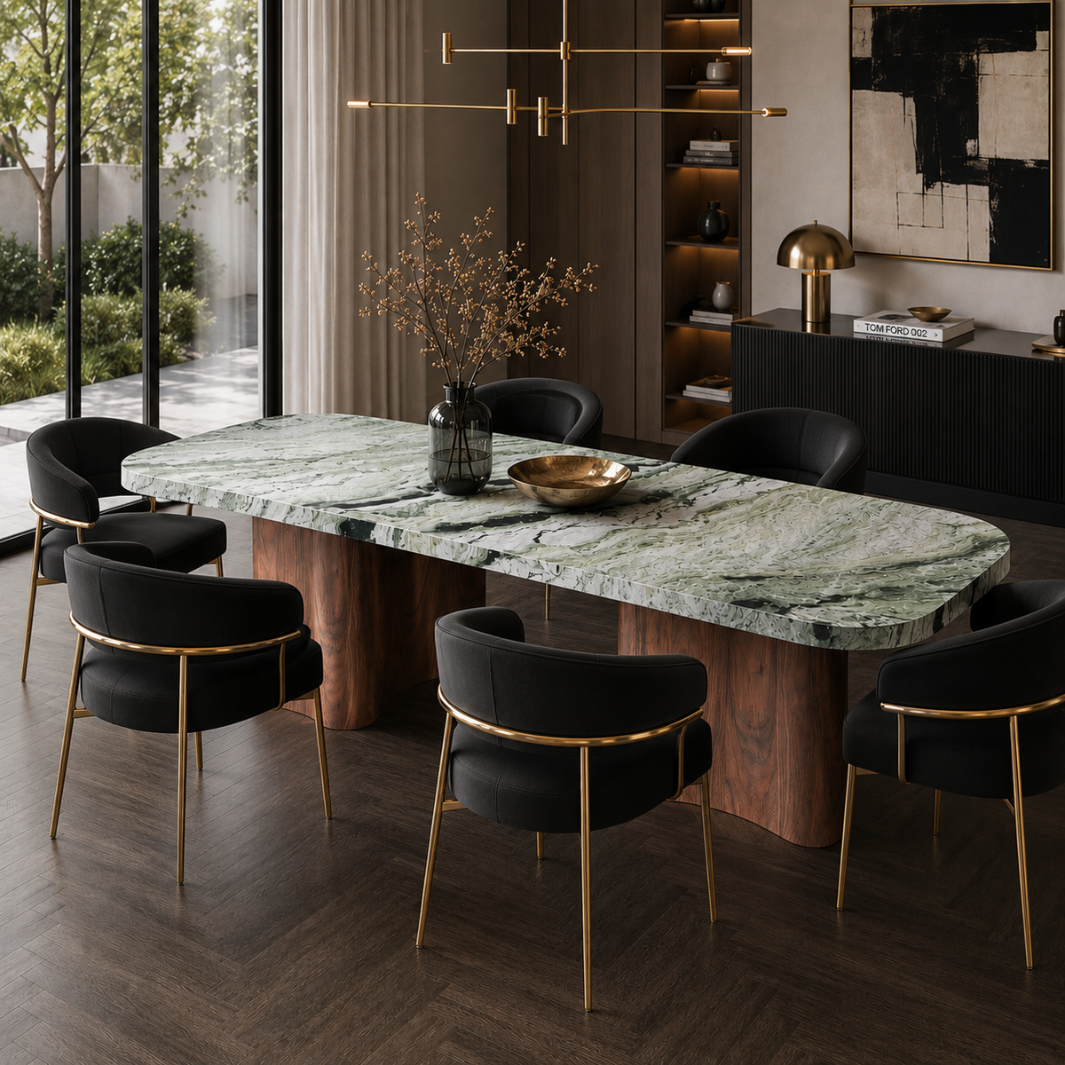 Valen Mable & Wood Dining Table