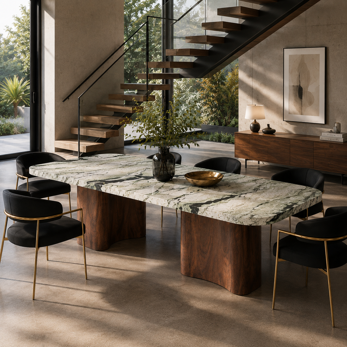Valen Mable & Wood Dining Table