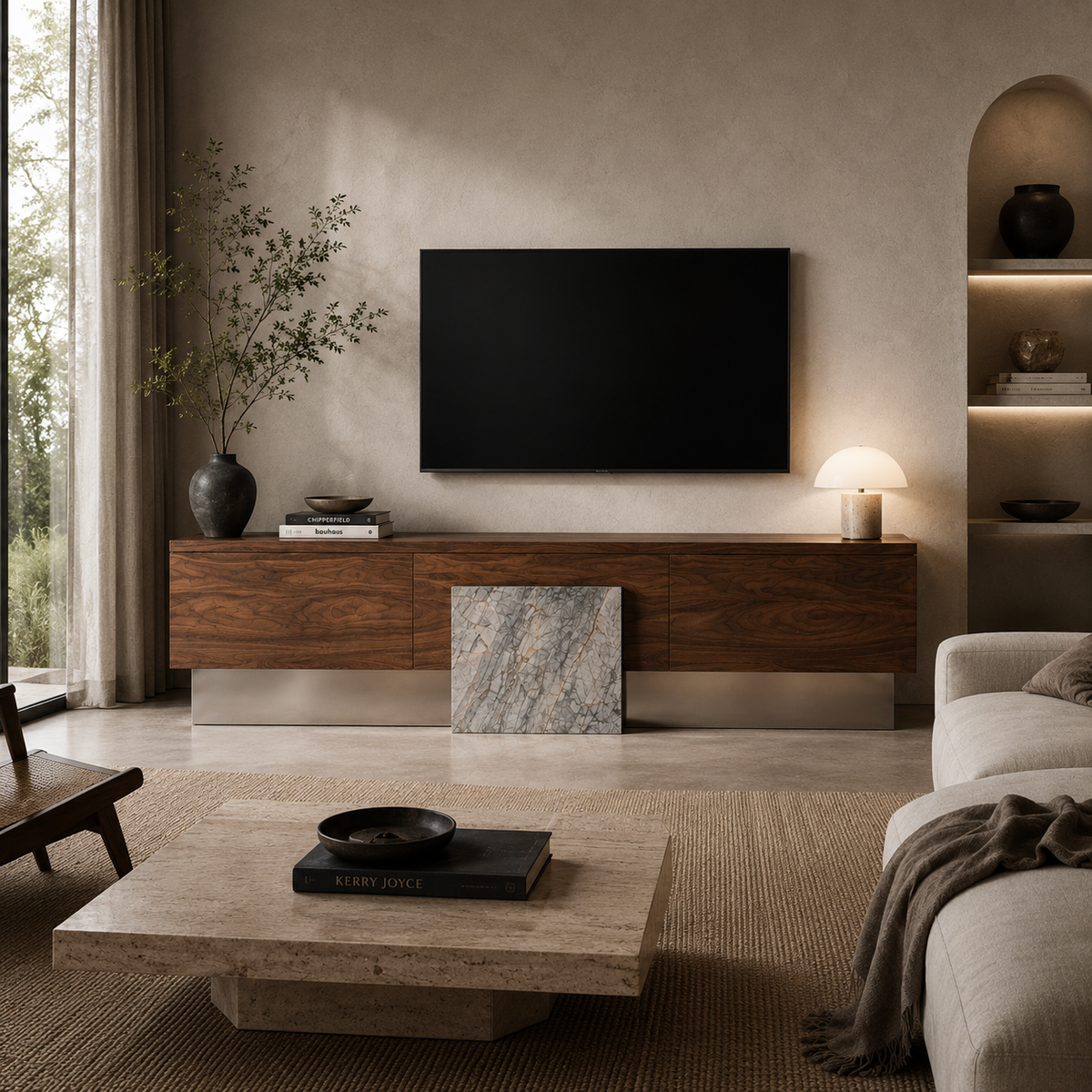 Valen Marble & Wood TV Unit