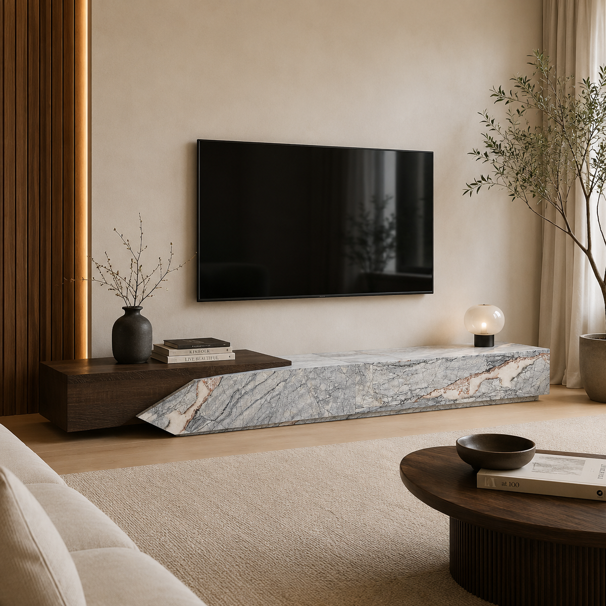 Varen Marble & Wood TV Unit