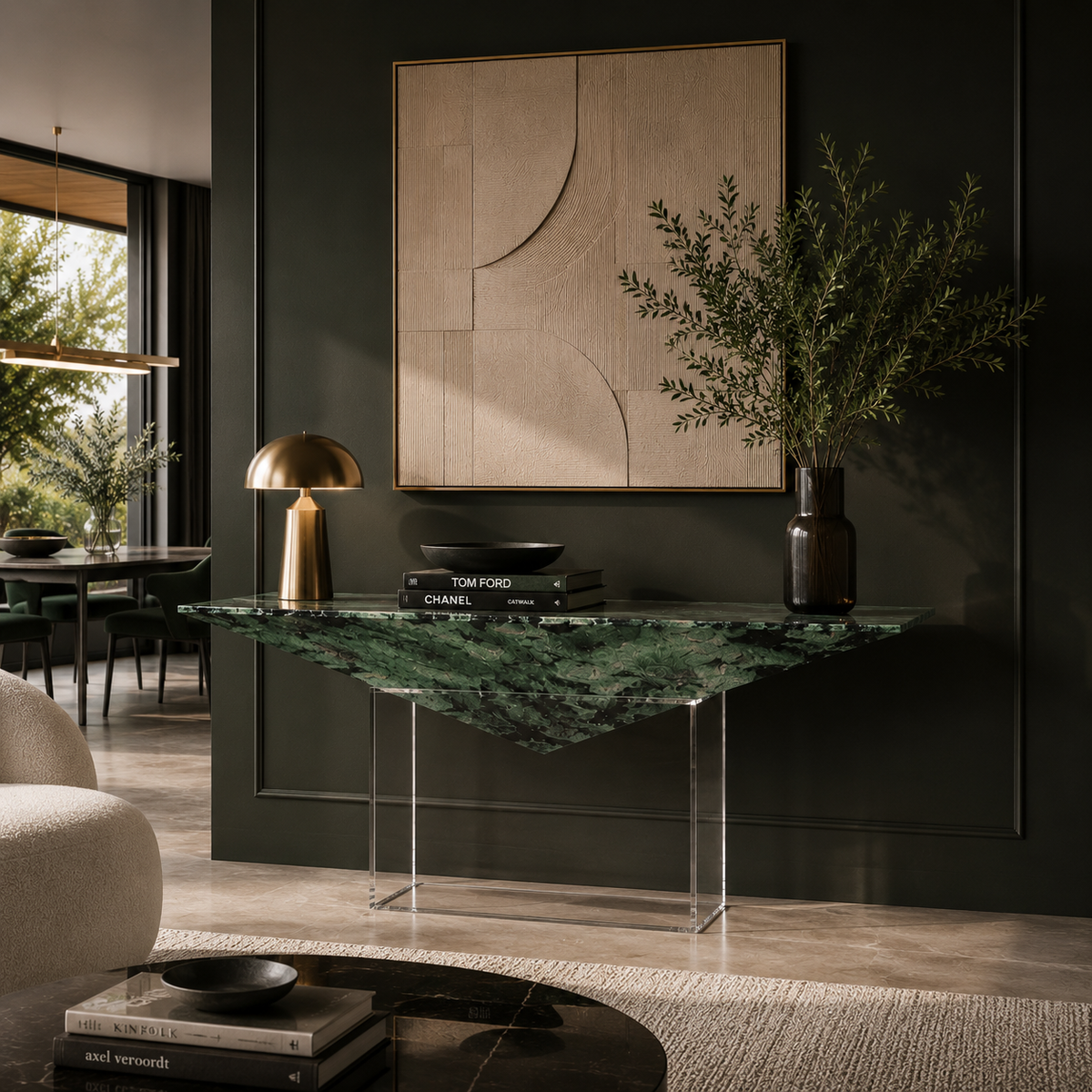 Verde Green Marble Console Table