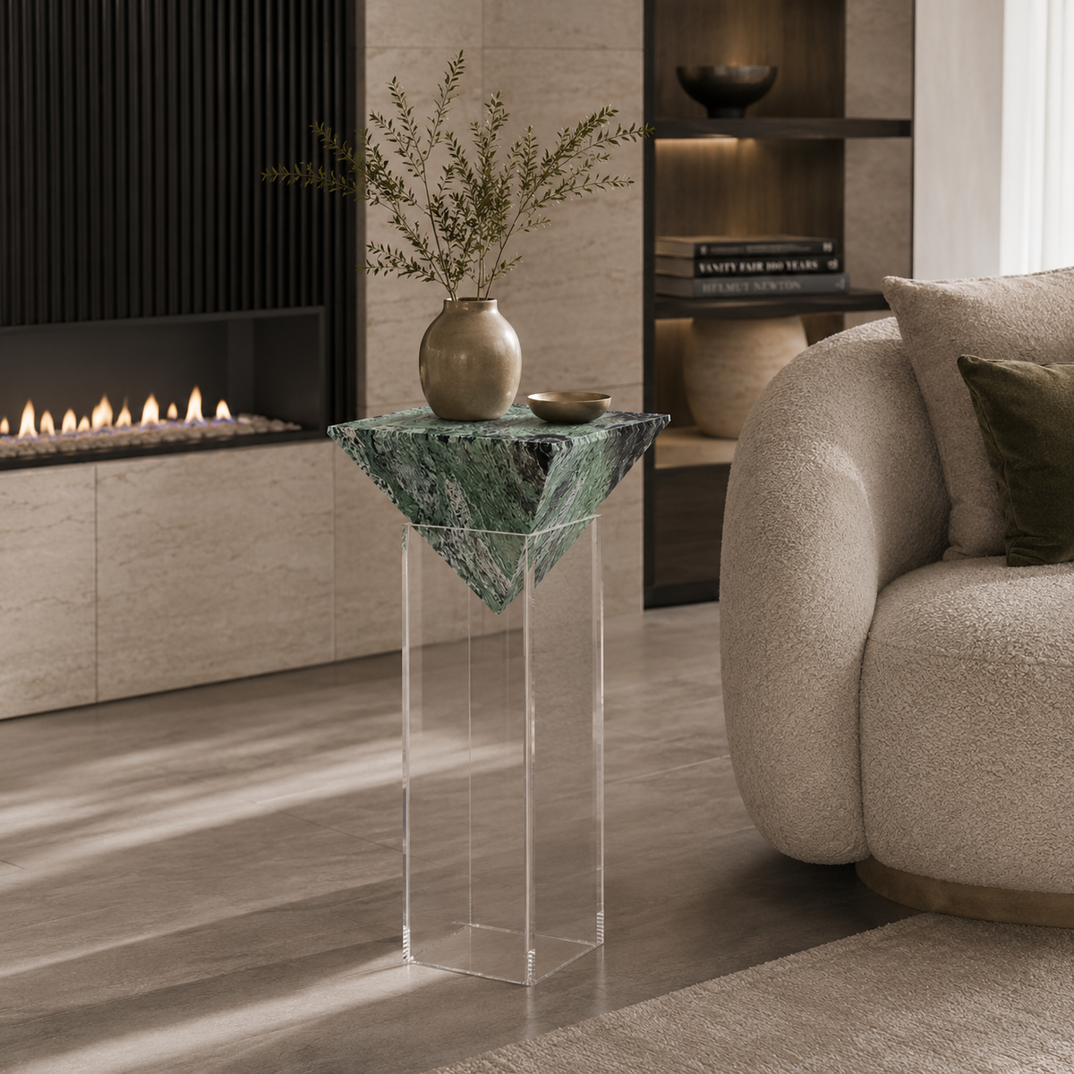 Verde Green Marble Pedestal Table