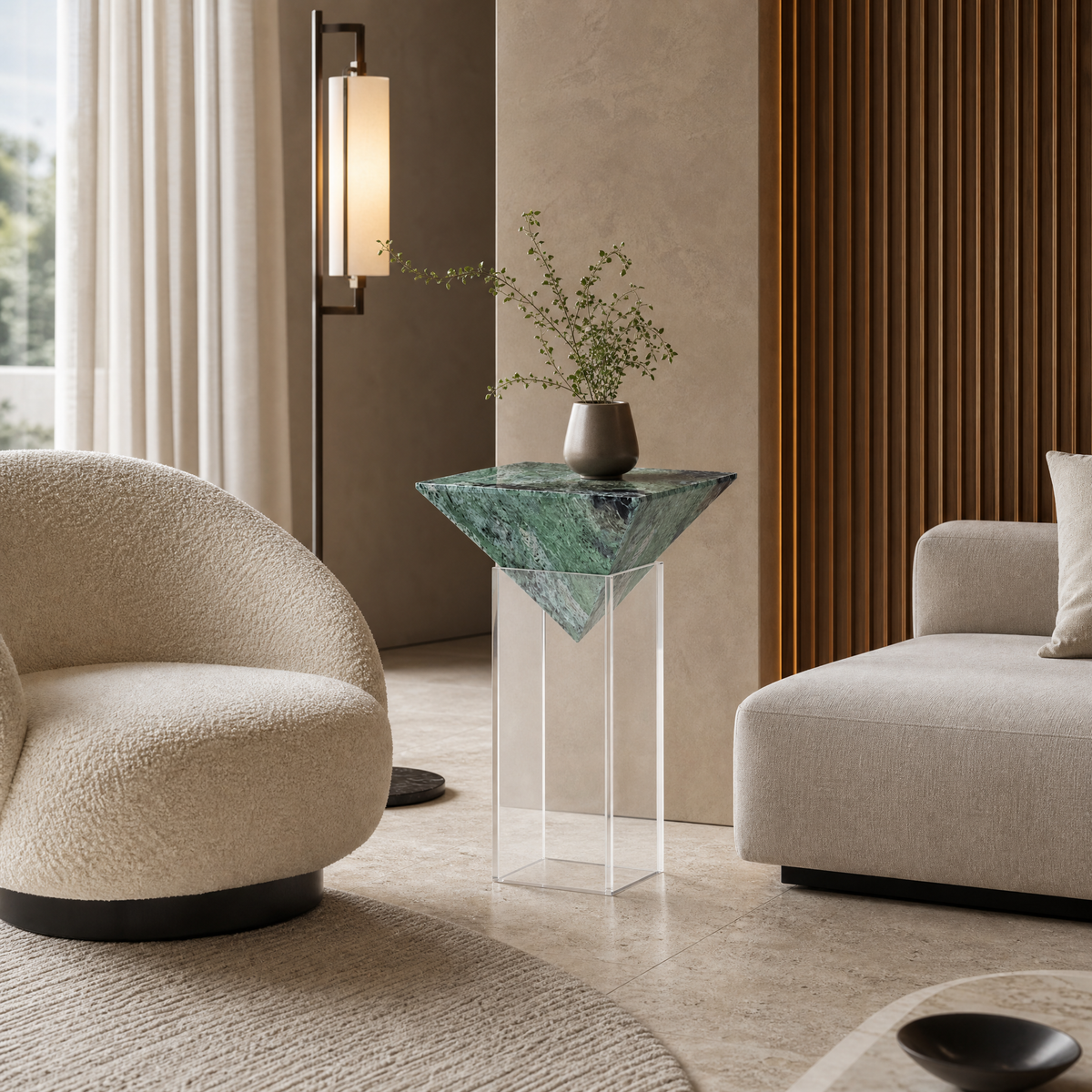 Verde Green Marble Pedestal Table