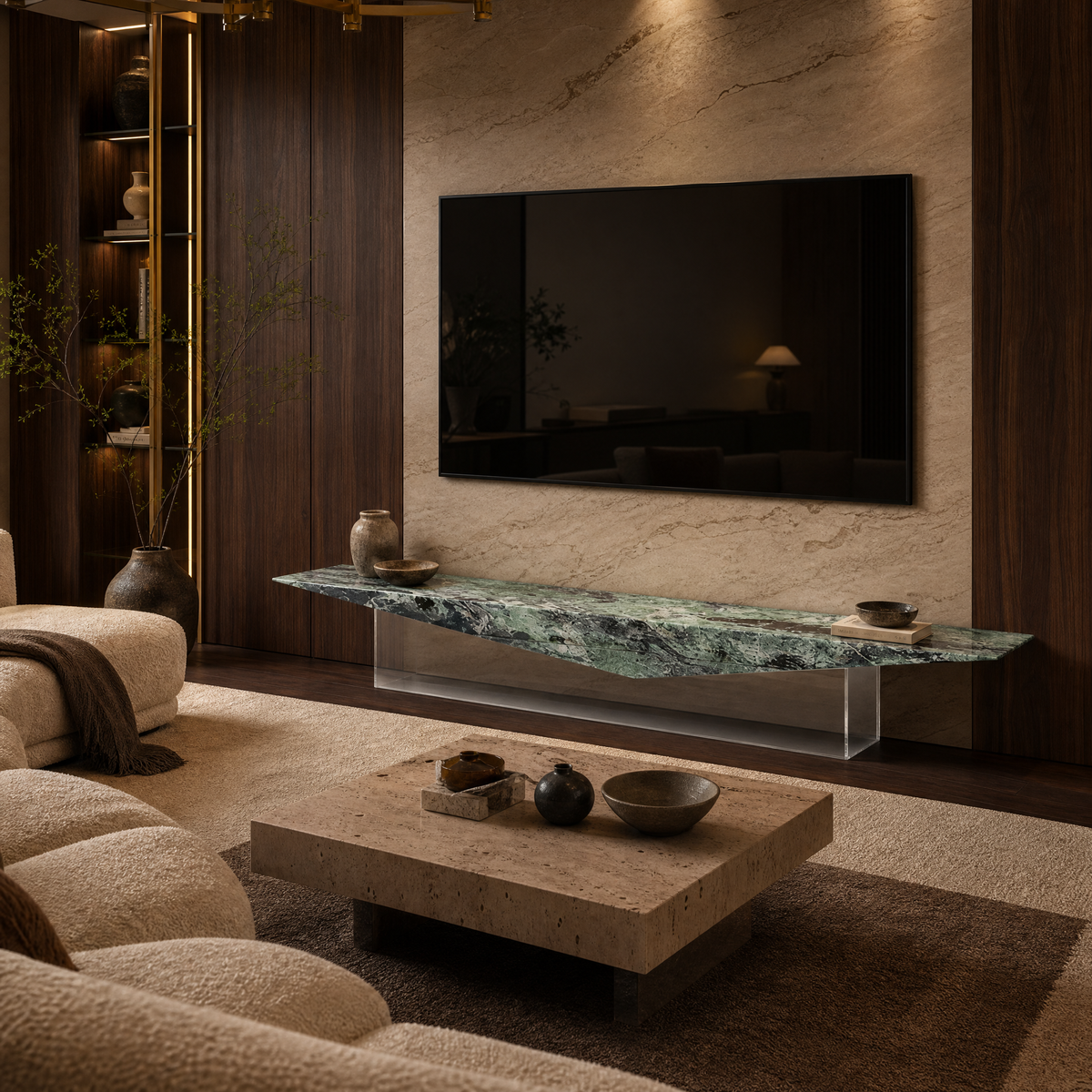 Verde Green Marble TV Unit